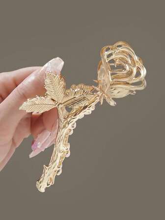 Agrafă de păr vintage din metal cu flori de trandafir, agrafă romantică franceză cu gheare pentru coafură cu , cadou de Ziua Îndrăgostiților