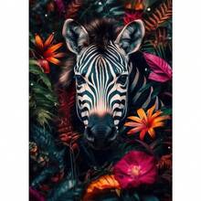 1pc Gift Lion Flamingo Panda Monkey In Flower Jungle Art Posters Wild Animals Art Canvas Painting Print Wall Arts Picture Home Decor Optional Frame - Multicolor - View 23