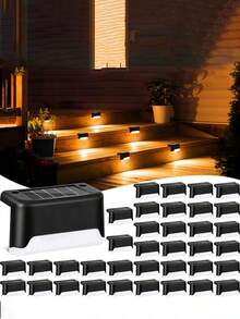 36/24/12/4 Pieces Solar Roof Lights,LED Solar Step Lights,Outdoor Solar Steps,Solar Deck Lights,Outdoor Solar Lights -IP43 Waterproof,Automatic On/Off Switch,12 Hours Lighting For Outdoor Stairs,Fences And Walkways,Multiple Colors Of Illumination,Easy To Install,Ideal For Decorative Lighting For Porches,Stairs,Decks,Gardens And Patio Lighting For Fences And Pathways Lighting Outdoor Solar Ambiance Lighting - ánh sáng ấm áp - Xem 1