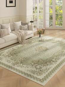 1 pièce Tapis décoratif de style de luxe français, tapis décoratif vert, tapis de salon, tapis de chambre à coucher, tapis d'entrée, tapis de cuisine, tapis de penderie, tapis de bureau, tapis de coiffeuse, tapis de zone, tapis décoratif, tapis, décoration de chambre à coucher, décoration de la maison, décoration de la pièce, paillasson d'extérieur, paillasson de jardin, tapis de salon
