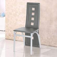 Set Of 2 Dining Chairs With Six Holes, Stainless Steel + PU Leather, Scandinavian Style Kitchen Chairs, Load Capacity 150 Kg