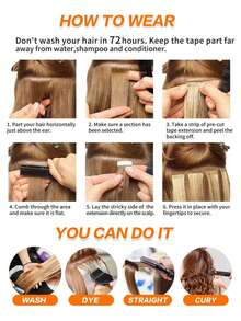 Jessie's Selection 20pcs/Pack 50g Tape In Hair Extensions Skin Weft Remy Silky Straight Seamless Invisible Tape Adhensive 150Grams 100% Human Hair Extensions For Volume Add Length Luxury Quality Affordable Cost Salon Quality (#4T27 Ombre Dark Brown & Dark Blonde) - S4/27 - 查看 8
