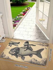 1PC Rectangular Floor Mat Features A Fish Pattern It Is Suitable As A Small Decorative Floor Mat At The Entrance Indoors It Can Also Be Used As A Kitchen Floor Mat And An Absorbent Doormat Outdoors It Is Suitable For Use During Festivals Vacations And Parties And Can Be Given As A Gift It Is Applicable In The Living Room Bedroom Balcony Kitchen And At The Entrance Of The Bathroom Room Decor Bathroom Accessories Back To School Entryway Decor Bathroom Kitchen Decor