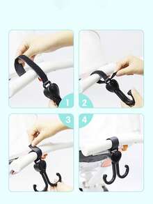 2 件婴儿推车、宠物推车、婴儿床、自行车、摩托车挂钩，360 度可旋转多用途挂钩，适合日常使用
