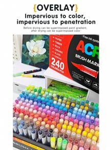 240/168/120/72/60/48/36/24/12 Color Direct Liquid Acrylic Marker Pens, Students Use Art Professional Drawing Drawing Color Soft-Head Marker Paper-Tight Stackable Diy Graffiti Coloring Book Coloring Pen Can Draw Glass Stone Waterproof Body Painting Brush Christmas Gift