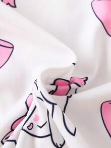 2pcs/Set Girl's Cat & Bow Print Homewear Set, Long Sleeve Round Neck Top And Casual Long Pants - Pink - View 8