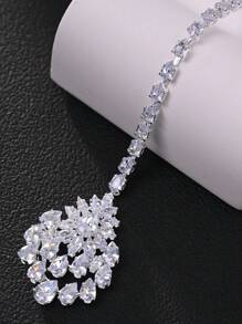 1pc Zirconia Forehead Chain, Water Drop Headpiece, One-Piece Clip, Bohemian Style, New Bride Hair Accessory