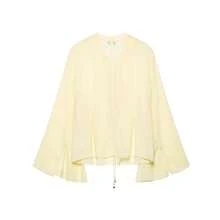 ZEVITY Camisa casual de mujer de manga larga, holgada y de unicolor con cordón