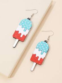 1 par de pendientes casuales con gota de color bandera de EE. UU. y estrella de acrílico para mujeres y niñas, accesorios patrióticos para el Día de la Independencia