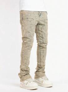 Jeans rectos informales con bolsillos para hombre