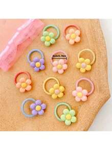 10pcs Floral Hair Accessories, Cute Hair Ties, Summer Hair Scrunchies, Safe For Hair - Colorful 8-Petal Flowers, 10 Sets; Large Bow Design, 10 Sets Ponytail Holder Hair Elastic Hair Rope