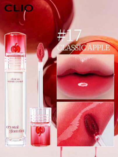Clio 韩妆光泽诱人唇彩，保湿液体唇膏，打造光彩妆效，轻盈舒适，可叠加涂抹，玻璃般光泽，柔滑持久，显色度高，透明透亮，滋养保湿，日常妆容，韩国化妆品