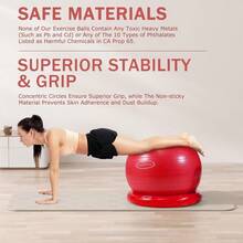 Signature Fitn AntiBurst And Slip Resistant Exercise Ball Yoga Ball Fitn Ball Birthing Ball With Quick Pump 2 000Pound Capacity Multiple Sizes - Red - View 5