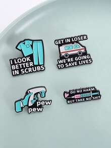 New Medical Hospital Emblem Rescue Ambulance Needle Badge Brooch, Creative English Text, Niche Item, Accessory - Multicolor - View 4