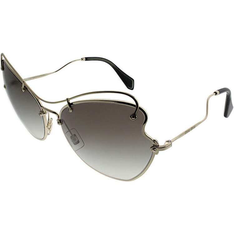 Miu Miu Womens Butterfly Metal Gold Sunglasses With Grey