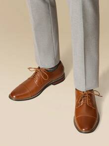 Men's Classic Modern Formal Oxford Lace Up Dress Shoes - 棕色 - 查看 5