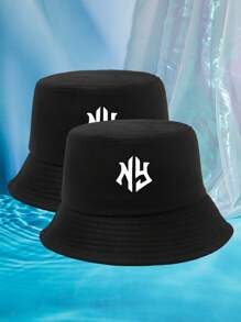 2-Pack Colorful Unisex NY Letter Pattern Couple Fisherman Hats, Suitable For Outdoor Travel, Beach Vacation, Sun Protection, Suitable For Festivals And Casual Fashion Matching, Best Halloween Holiday GiftMen's Sun Hat Summer Hat, Suitable For Summer Outdoor Activities Such As Hiking And Fishing