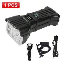 Luz Frontal de Bicicleta com 12 LEDs, Material ABS de Alta Luminosidade, Lanterna para Uso Externo, Alto-Falante Embutido e Visor Digital, 5 Modos de Iluminação, Suporte Rotativo 360°, Luz de Bicicleta Segura para Uso Noturno