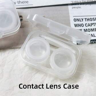 1/2pcs Minimalist Portable Transparent Contact Lens Case, With Tweezers & Stick, Suitable For Contact Lenses & Colored Contacts