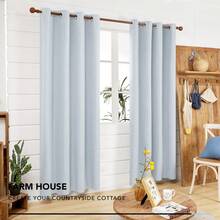 2 Pcs Full Blackout Curtains Faux Linen For Bedroom & Living Room - 100% Light Blocking Thermal Insulated Room Darkening, Noise Reducing, Modern Contemporary Style, 52 Inch Wide - 淺藍色 - 查看 5