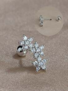 1PC Stainless Steel Cartilage Stud Earrings Crystal CZ Leaf Flower Star Moon Screw Back Earrings Tragus Helix Flat Rook Conch Standard Piercing Jewelry For Women