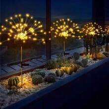 1 Peça 90/150/200/300/400 Luzes de Fogos de Artifício Alimentadas por Energia Solar com 8 Modos Diferentes, Projetadas para Uso Externo e Perfeitas para Pátios, Camping e Caminhos, Disponíveis nas Opções de 60, 200 ou 300 LEDs.