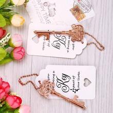 10/20/30/50 件钥匙开瓶器，用于婚礼回礼，复古骷髅开瓶器，配有感谢标签和钥匙扣，新娘送礼会回礼（玫瑰金） - 查看 5