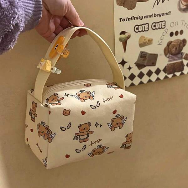 Anime Cartoon Insulated Lunch Bag, Portable School Student Water Bottle Lunch Box Tote Handbag, Women Cosmetic Pouch