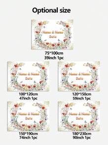 1pc Customized Name & Date Floral & Butterfly Engagement Wedding Photography Backdrop, Wedding Celebration Party Decorations