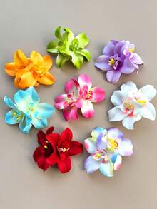 8pcs Hawaiian Flower Hair Clips, Artificial Flower Hair Clips For Women, Hibiscus Flower Hair Clips, Lotus Flower Hair Clips, Suitable For Holiday Beach Party, Summer Tropical Flower Hair Accessories, Wedding Party, Gift For Girls, Mother's Day, Hair Claws, Hair Clips, Hair Pins, School Supplies, Head Accessories - Multicolor - View 9