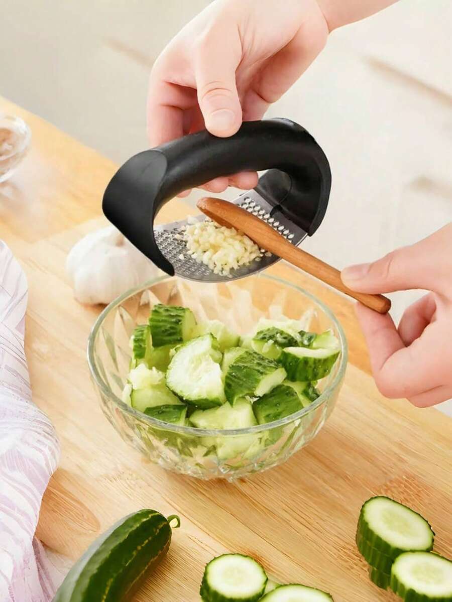 1 cái dụng cụ ép tỏi bằng thép không gỉ, dùng để băm nhỏ tỏi, nghiền tỏi, thái tỏi, tay cầm tiện dụng, thích hợp cho rau củ, trái cây, nấu ăn, làm salad, trang trí, bảo quản, tiệc tùng, sinh nhật, dụng cụ nhà bếp thiết yếu (Màu/kiểu ngẫu nhiên)