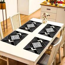 1/2/4/6/8 Pieces Luxury Placemat Set - Designed With Bright Red Abstract Geometric Patterns, Desktop Decoration, Daily Tablecloth Table Mats, Coasters, Suitable For Holiday Party Decoration, Coffee Table And Home Decoration, Kitchen Table And Room Decoration Accessories, Dining Table Decoration, Restaurant Company Gatherings