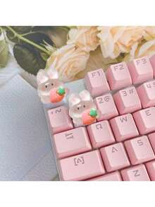 2个可爱猫形键帽，适用于机械键盘 - 淺粉色 - 查看 2