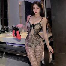 Großes Größe Hohe Elastizität Sexy Dessous Jumpsuit Mit Muster, Ausgeschnittener Sexy Jumpsuit Für Frauen, Dessous und Sexy Dessous