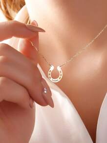 Collar de acero inoxidable con herradura personalizada, collares antidecoloración chapados en oro de 18k y color plateado para mujeres, joyería de boda personalizada estética, accesorios de vacaciones, regalo para mamá/hija/mejor amiga