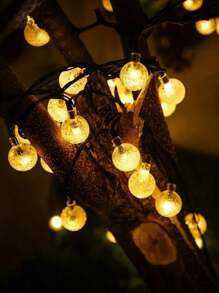 1 pacote 20/30/50/100/200 Luzes de Fio Solar em Formato de Esfera de Cristal LED, Luzes Solares para Uso Externo, Com 8 Modos de Iluminação, Decorações de Halloween Externas para Jardim, Árvore, Pátio, Festa, Natal, Pátio