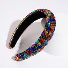 1 pièce Bandeau à large bord asymétrique orné de strass en éponge, style européen et américain, convient pour les bals, les banquets, les fêtes. Bandeau pour femmes, accessoire de cheveux