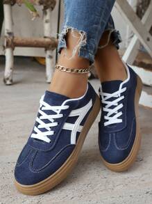 Women's Lace-Up Trainers Plus Size Sneakers, Modern Fashionable Outdoor Street Campus Versatile Casual Sports Shoes