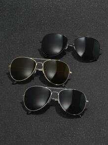3pcs Men's Metal Frame Aviator Style Glasses, Daily Wear, Travel, Cycling, Fashionable Accessory
