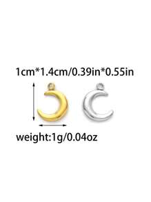 5pcs/Pack 304 Stainless Steel Smooth Moon Shaped Minimalist Versatile Accessories