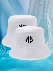 2-Pack Colorful Unisex NY Letter Pattern Couple Fisherman Hats, Suitable For Outdoor Travel, Beach Vacation, Sun Protection, Suitable For Festivals And Casual Fashion Matching, Best Halloween Holiday GiftMen's Sun Hat Summer Hat, Suitable For Summer Outdoor Activities Such As Hiking And Fishing
