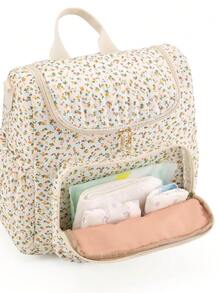 1pc Multifunction Large Capacity Ditsy Floral Mommy Backpack, Can Be Hung On Stroller - Multicolor - View 8
