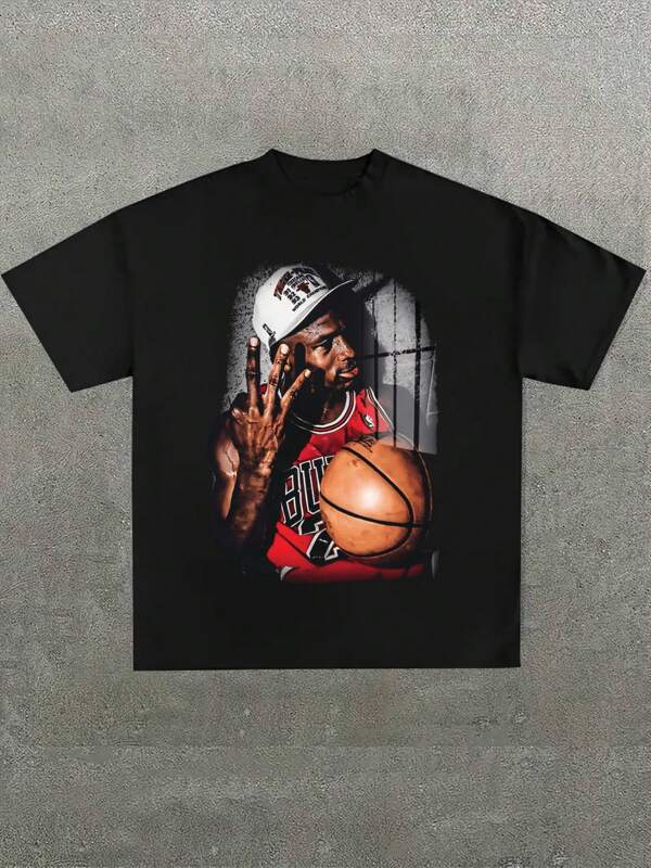Michael  Basketball Black T -Shirt: Celebrate The GOAT,Casual Digital Print Pure Heavy Cotton T Shirt,220g Cotton T-Shirt,Gift,Summer,Unisex