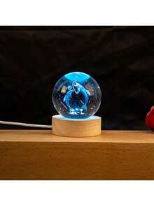 1 件手工制作 6 厘米 3D 海豚爱心系列水晶球小夜灯，触摸开关七彩可控照明，家居圣诞派对装饰，办公桌，学生书桌装饰，圣诞礼物小夜灯