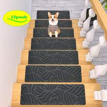 Stair Treads Non-Slip-Stair Runners For Wooden Steps Perfect For Elders, Pet, 4/15pcs Stair Floor Mats Non-Slip Leaf Embossing Stair Treads 20cmX65cm/7.8inchX 25.6inch Indoor And Outdoor Stair Tread Mat, Staircase Steps Reusable Self-Adhesive Hardwood - Multicolor - View 17