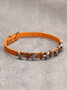 1pc Vintage Punk Square Studded PU Leather Choker Necklace, Black & Red, Suitable For Couples, Gift For Girlfriend