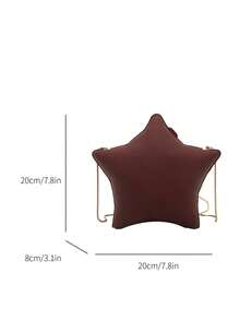 Mini Fashion Metallic-Color Molded Star Shaped Shoulder/Crossbody Bag, Clutch For Evenings, Parties, Fits Phone, Cosmetics, Inflatable Balloon Box - Brown - View 9