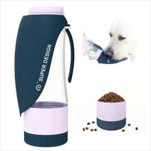 1pc Large Capacity Portable Pet Travel Water Bottle With Food Container, Outdoor Dog Walking Drinking Cup, Dog Water Bottle And Bowl Dispenser, Dog Supplies