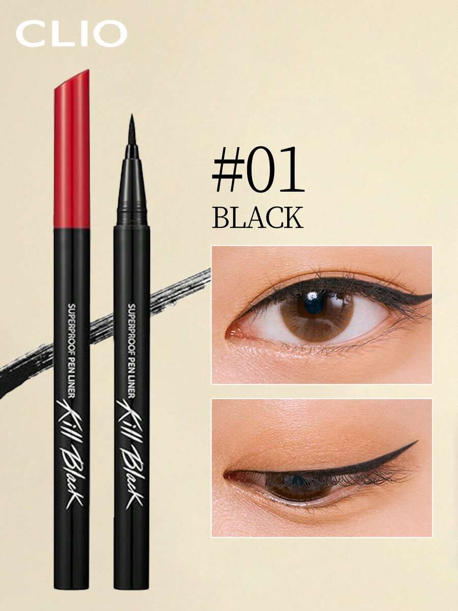Clio K-Beauty SUPERPROOF PEN LINER KILL BLACK 刷頭眼線液筆,液體眼線筆,深邃顯色,出墨順滑,快乾,防水防汗,適合日常妝容 - 01 Black - 查看 1