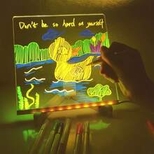 Acrylic Dry-Erase Board With 7 Colored Pens And A Stand, A Transparent Memo Board For Leaving Messages, Taking Notes, And Setting Reminders. It Includes 7 Colored Markers And Is Perfect For Birthdays And Creative Desktop Decoration. - 15x15cm/5.9x5.9in - View 6